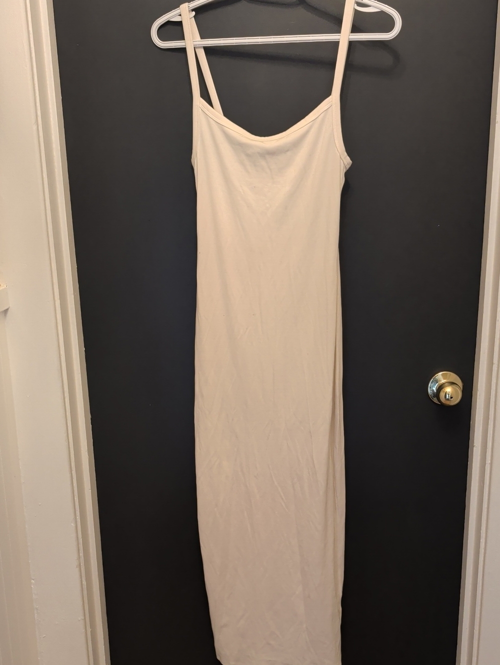 Babaton Cream Slip Maxi Dress with Thin Straps